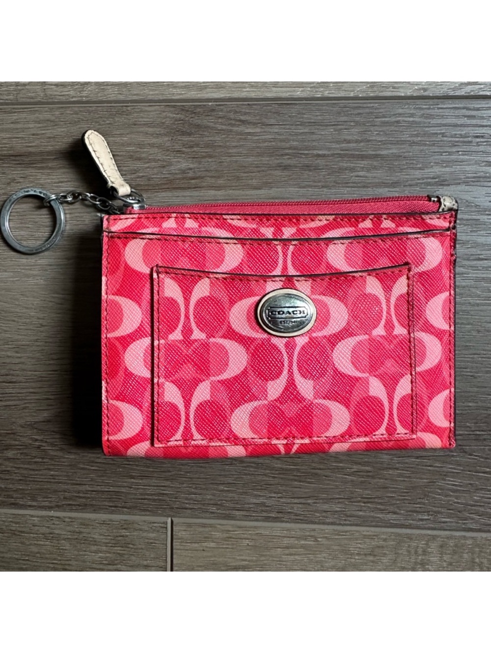 Y2K Coach Pink Signature  Zip Wallet